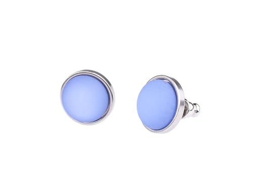 Adi Modeschmuck Polaris Ohrstecker 'Lara', 12mm original Polaris Cabochon in einer Fassung aus Edelstahl, handgefertigt in Berlin (Royalblau) von Adi-Modeschmuck