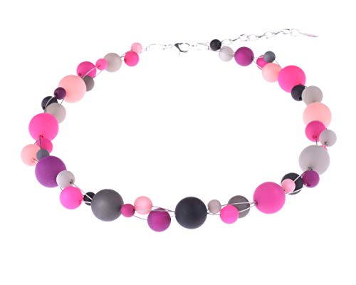 Adi-Modeschmuck Polariskette “Linda”, modischer Mix aus verflochtenen original italienischen Polarisperlen in 6mm bis 14mm Größe, handgefertigt in Berlin von Adi-Modeschmuck