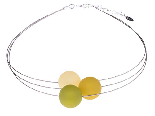 Adi-Modeschmuck Polariskette “Luna”, 3-strängiger Halsreif aus 20mm Polarisperlen, handgefertigt in Berlin (Oliv und Brauntöne) von Adi-Modeschmuck