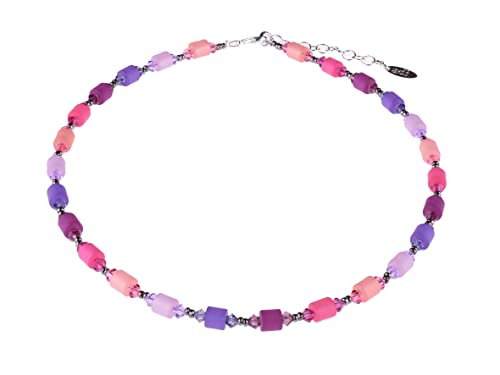 Adi-Modeschmuck Zarte Polaris Halskette 'Caren', Zylinderperlen aus original italienischem Polaris, geschliffene Glasperlen und kleinste Messingperlchen, handgefertigt in Berlin (Beerentöne) von Adi-Modeschmuck