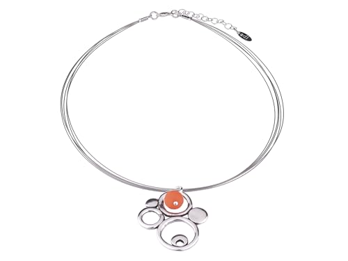 Adi-Modeschmuck ausgefallener Halsreif 'Ada', kunstvoller Anhänger mit einer Akzentperle aus buntem italienischem Polaris, handgefertigt in Berlin (Orange) von Adi-Modeschmuck
