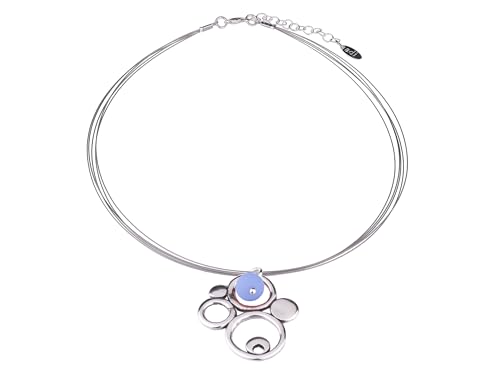 Adi-Modeschmuck ausgefallener Halsreif 'Ada', kunstvoller Anhänger mit einer Akzentperle aus buntem italienischem Polaris, handgefertigt in Berlin (Royalblau) von Adi-Modeschmuck