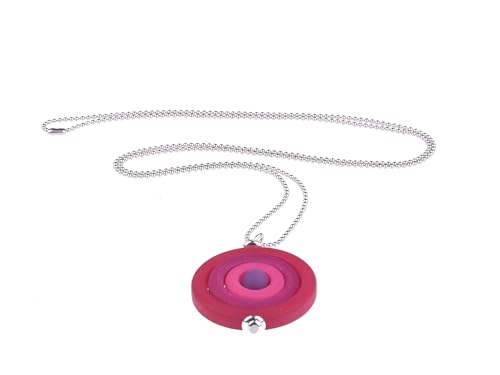 Adi-Modeschmuck lange Kette 'Filippa', Kreisförmiger Anhänger aus Polaris Ringen an einer 70cm langen Edelstahlkette, handgefertigt in Berlin (Beerentöne) von Adi-Modeschmuck