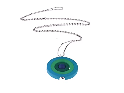 Adi-Modeschmuck lange Kette 'Filippa', Kreisförmiger Anhänger aus Polaris Ringen an einer 70cm langen Edelstahlkette, handgefertigt in Berlin (Petrol, Grün) von Adi-Modeschmuck