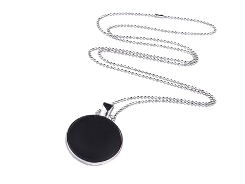 Adi-Modeschmuck lange Kette 'Stine', 2 Polaris Cabochons in einem doppelseitigen Edelstahlanhänger, 70cm lange Kugelkette, handgefertigt in Berlin (Schwarz und Weiß) von Adi-Modeschmuck