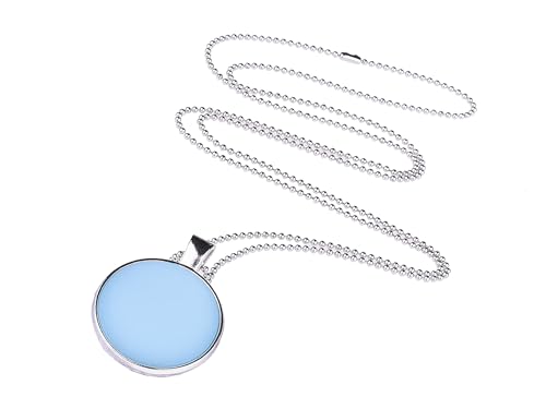 Adi-Modeschmuck lange Kette 'Stine', 2 Polaris Cabochons in einem doppelseitigen Edelstahlanhänger, 70cm lange Kugelkette, handgefertigt in Berlin (Türkis und Marineblau) von Adi-Modeschmuck