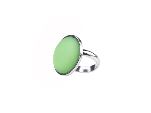 Adi-Modeschmuck verstellbarer Ring 'Amelie', 16mm großer Polaris Cabochon in einer verstellbaren Fassung aus Edelstahl, handgefertigt in Berlin (Grün) von Adi-Modeschmuck