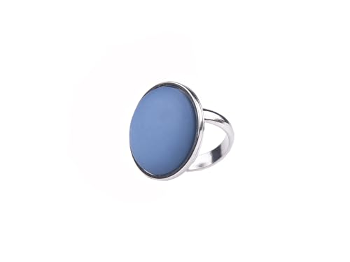 Adi-Modeschmuck verstellbarer Ring 'Amelie', 16mm großer Polaris Cabochon in einer verstellbaren Fassung aus Edelstahl, handgefertigt in Berlin (Indigo) von Adi-Modeschmuck