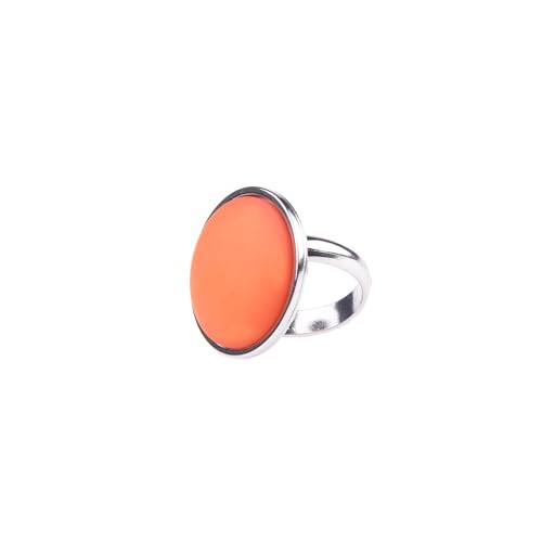 Adi-Modeschmuck verstellbarer Ring 'Amelie', 16mm großer Polaris Cabochon in einer verstellbaren Fassung aus Edelstahl, handgefertigt in Berlin (Orange) von Adi-Modeschmuck