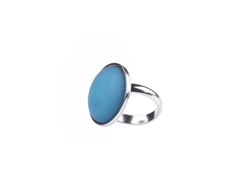Adi-Modeschmuck verstellbarer Ring 'Amelie', 16mm großer Polaris Cabochon in einer verstellbaren Fassung aus Edelstahl, handgefertigt in Berlin (Petrol) von Adi-Modeschmuck