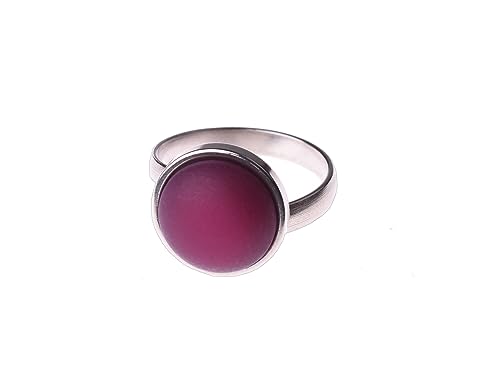 Adi-Modeschmuck verstellbarer Ring 'Elisa', 12mm Polaris Cabochon in einer in der Größe verstellbaren Fassung aus Edelstahl, handgefertigt in Berlin (Brombeer) von Adi-Modeschmuck