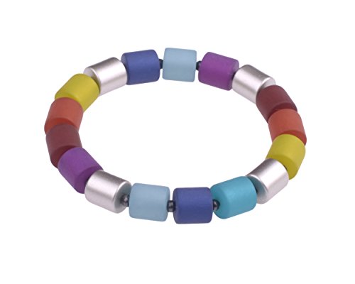 Armband "Bärbel", Zylinderperlen aus original italienischem Polaris mit metallic Akzenten auf einem elastischen Band, handgefertigt von Adi-Modeschmuck in Berlin (herbstbunt) von Adi-Modeschmuck