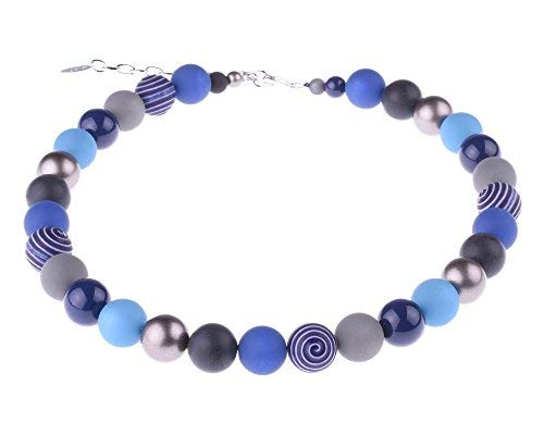 Adi-Modeschmuck Halskette “Tilda”, Elegante Materialmixkette aus Polaris- und verschiedenen Acrylperlen,handgefertigt in Berlin von Adi-Modeschmuck