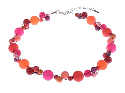 Adi Modeschmuck Materialmix Kette Amelie (pink/orange) von Adi Modeschmuck