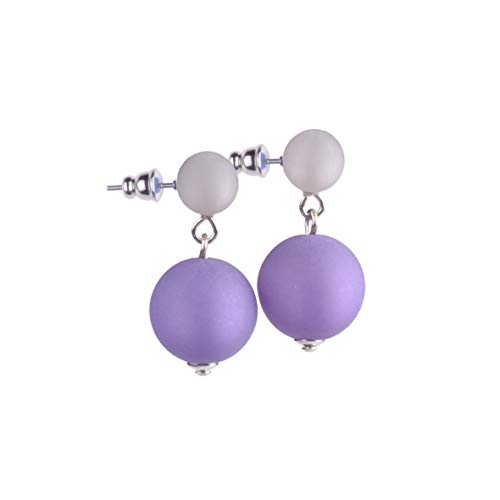 Polaris Ohrstecker "Rosanna", 8mm und 14mm original Polarisperlen in hellgrau und lila, handgefertigt von Adi-Modeschmuck in Berlin von Adi-Modeschmuck