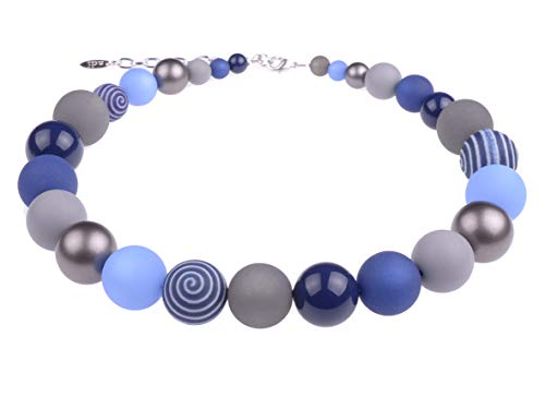 Adi-Modeschmuck große Halskette “Thabea”, elegante Materialmixkette aus Polaris- und verschiedensten Acrylperlen mit attraktiven Akzenten, handgefertigt in Berlin von Adi-Modeschmuck
