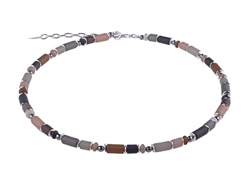 Adi-Modeschmuck zarte Polaris Zylinder Kette Elif (grau/braun) von Adi-Modeschmuck