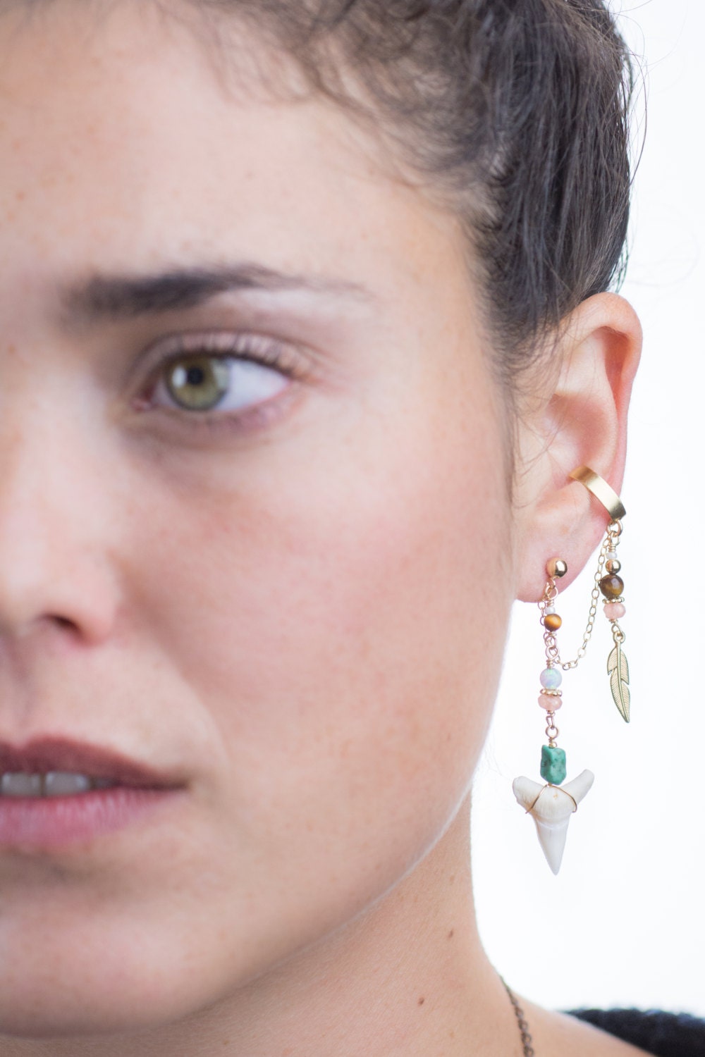 Boho Chic Ohr Manschette Ohrring, Hai Zahn Manschette, Kette, Rose Gold Ohrstecker, Geschenk Für Sie, Ohrband Boho Chic Ohr Manschette Ohrring, Hai Zahn Manschette, Kette, Rose Gold Ohrstecker, Geschenk Für Sie, Ohrband von AdiMiraroJewelry