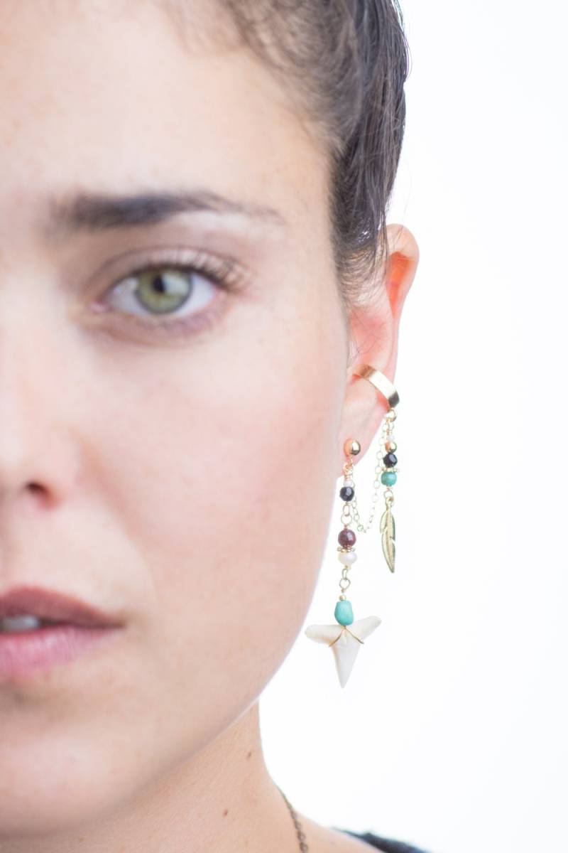 Boho Chic Ohrringe, Haizahn Ohrarmband, Ohr Manschettenkette, Rose Manschette, Gold Ohrarmreif, Ohrstecker, Geschenk Für Sie, Ohrband von AdiMiraroJewelry