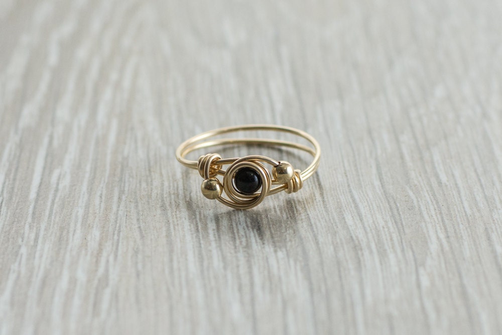 Echte Rohe Onyx Edelstein Perlen, Handgemachte Gold Gefüllt/sterling Silber Gewickelt Drahtring, Diese Schönheit Macht Eine Perfekte von AdiMiraroJewelry