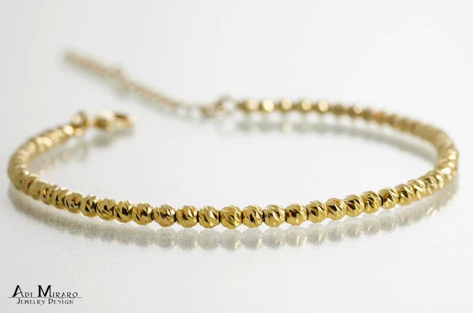 Minimale, 3 Mm Facettierte, 14K Gold Gefüllt, Perlen Armband, Mit Diesem Zierlichen Stück Schmuck Können Sie Nicht Schief Gehen Ihrem von AdiMiraroJewelry