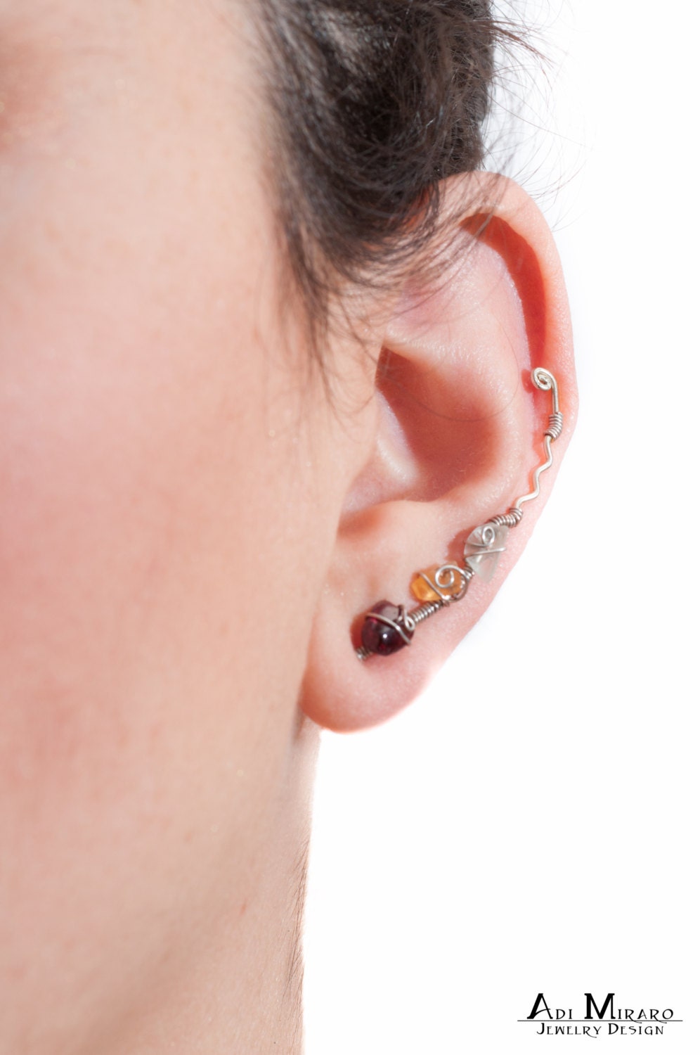 Sterling Silber, Handgefertigt, Granat Und Turmalin Edelstein Perlen Ohr Manschette Kletterer Ohrring, Das Stück, Sie Für Ihre Graduierung Schmuck von AdiMiraroJewelry