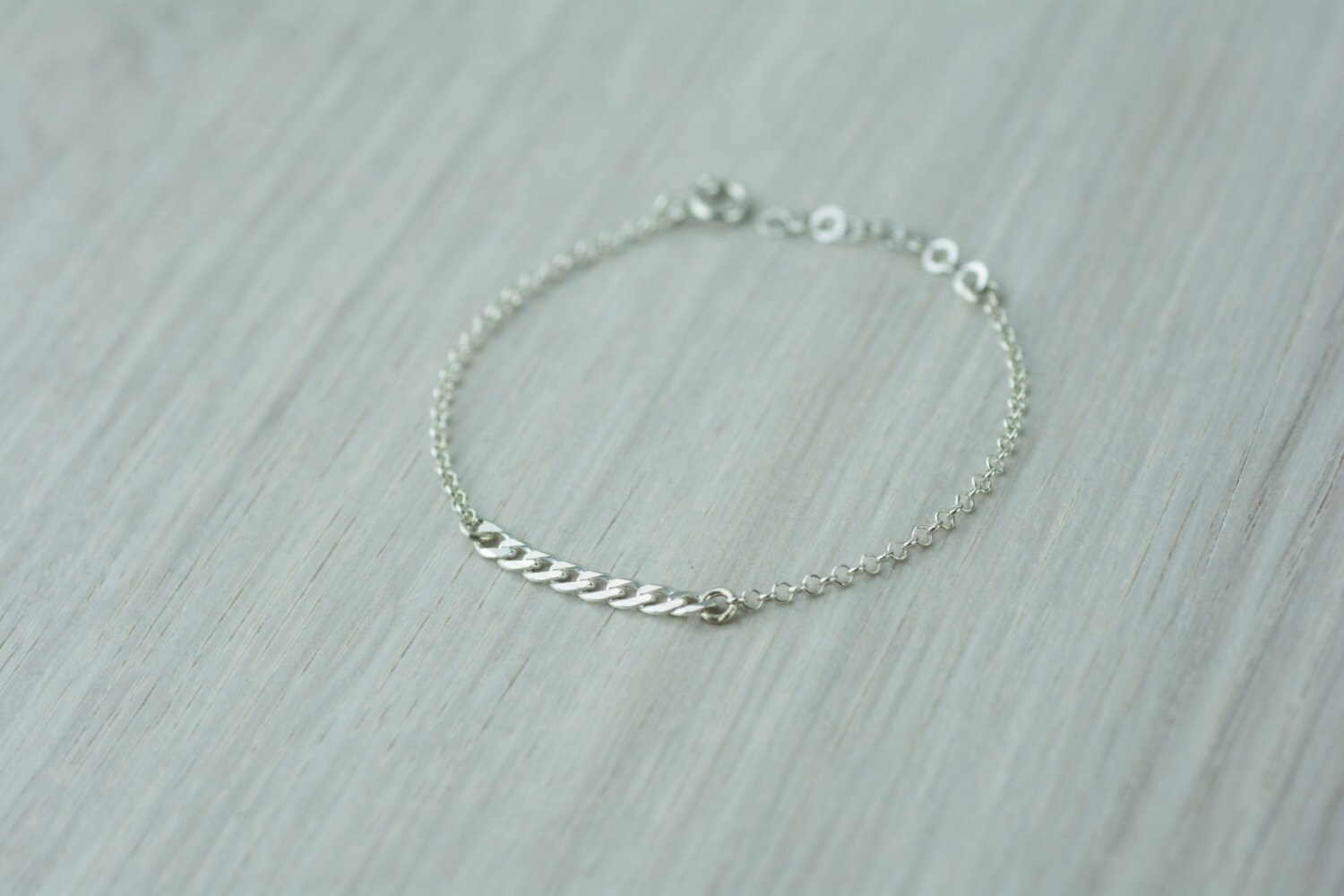 sterling Silber Flache Glied, Kombinierte Kette Armband, Ein Super Einzigartiges Schmuckstück, Das Jeden Hochzeitsstil Passen von AdiMiraroJewelry