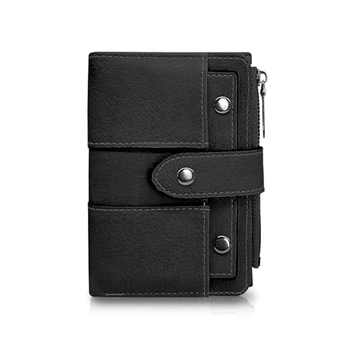 AdiStylinno Damen-Geldbörse, PU-Leder, Bifold Women Wallets Multifunktionale Geldbörse mit Reißverschluss Münzfach, Mode Kreditkartenetui mit 10 Kartenfächern, Bargeldfach und Ausweisfenster, Schwarz von AdiStylinno