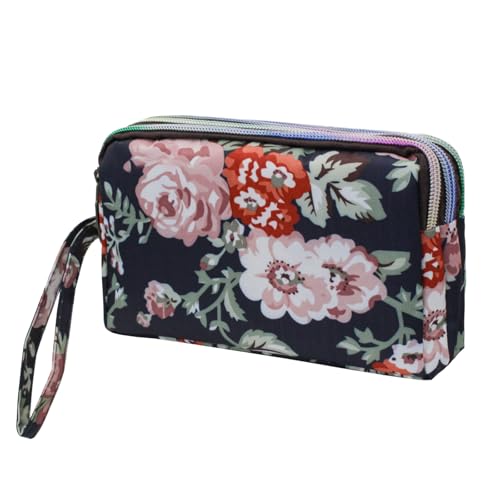 AdiStylinno Geldbörse Damen Gross, Große Kapazität Polyester Geldbeutel wasserdichte Exquisit Drucke Portemonnaie mit 3 Fächern und Reißverschlüssen für Frauen (C) von AdiStylinno