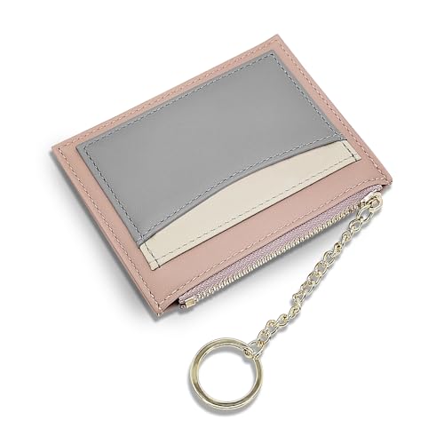 AdiStylinno Geldbörse Damen Klein, PU Leder Kreditkartenetui, Kartenetui mit Münzfach Mode Kleine Geldbeutel Slim Wallet mit 4 Kartenfächer 1 Reißverschluss Tasche (pink) von AdiStylinno