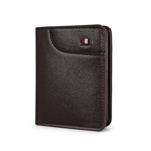 AdiStylinno Geldbörse Herren, PU Leder Portmonee Bifold Portemonnaie Herren Minimalistische Geldbeutel Soft Kartenetui Slim Wallet mit 4 Kartenfächern 1 Banknotenfach 1 ID Fenster (Kaffee) von AdiStylinno
