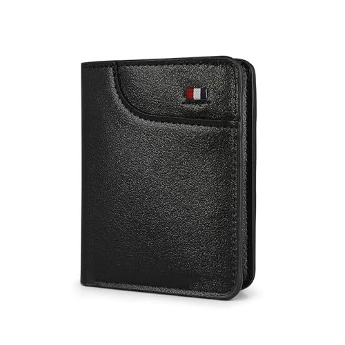 AdiStylinno Geldbörse Herren, PU Leder Portmonee Bifold Portemonnaie Herren Minimalistische Geldbeutel Soft Kartenetui Slim Wallet mit 4 Kartenfächern 1 Banknotenfach 1 ID Fenster (Schwarz) von AdiStylinno