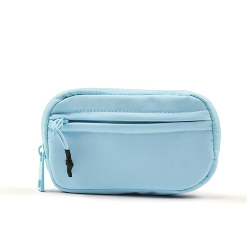 AdiStylinno Kleiner Geldbeutel Damen, Nylon Mini Geldbörse mit Reißverschluss, Münzbeutel Damen Leichte Mini Portemonnaie Kartenhalter mit ID Fenster und Schlüsselring (Blau) von AdiStylinno
