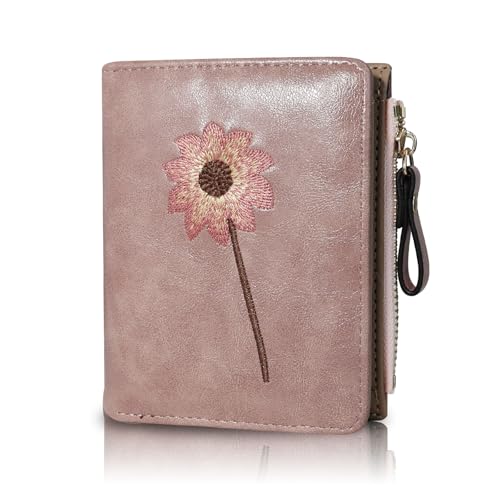 AdiStylinno Geldbörse für Damen, Leder, Bifold Card Holder Wallets für Frauen mit Druckknopf und Reißverschluss, Blumenstickerei, kleine Geldbörse mit Münzfach und 6 Kartenfächern, Pink, 9.5 * 11.8 AdiStylinno Geldbörse für Damen, Leder, Bifold Card Holder Wallets für Frauen mit Druckknopf und Reißverschluss, Blumenstickerei, kleine Geldbörse mit Münzfach und 6 Kartenfächern, Pink, 9.5 * 11.8 von AdiStylinno