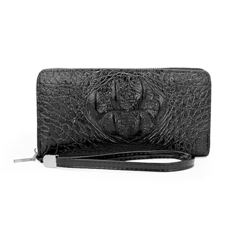AdiStylinno Herren Geldbörse, PU Leder Lange Portemonnaie mit Reißverschluss Münztasche, Große Kapazität Leder Geldbeutel Clutch Geldbörse mit Telefon Tasche und Multi Card Slots (Schwarz) von AdiStylinno