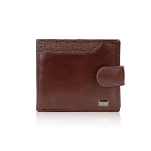 AdiStylinno Herren Leder Geldbörsen Minimalistische Bifold Wallet für Männer Kartenhalter Geldbörse mit Ausweisfenster und Münzfach, Kaffee, 11.5 x 7.8 x 2.8 cm / 4.53 x 3.07 x 1.1 in, Modern von AdiStylinno