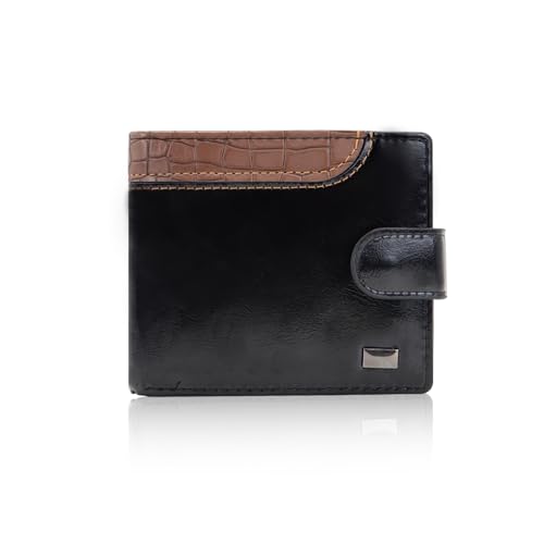 AdiStylinno Herren Leder Geldbörsen Minimalistische Bifold Wallet für Männer Kartenhalter Geldbörse mit Ausweisfenster und Münzfach, Schwarz, 11.5 x 7.8 x 2.8 cm / 4.53 x 3.07 x 1.1 in, Modern von AdiStylinno
