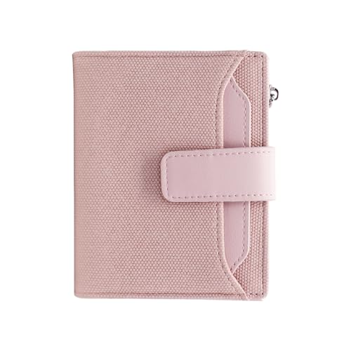 AdiStylinno Kleine Geldbörse für Damen, faltbare Kreditkartenbörse, kompakte Ledergeldbörse mit mehreren Steckplätzen und Münzfach mit Reißverschluss, Pink, 12.5 x 3 x 9.8 cm / 4.9 x 1.1 x 3.8 in, von AdiStylinno
