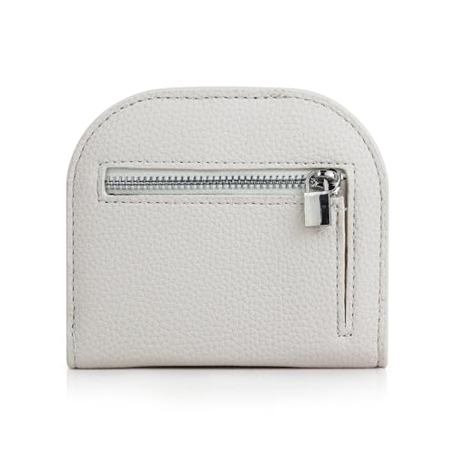 AdiStylinno Kleine Geldbörsen für Damen, faltbare Geldbörse, niedliches PU-Leder, minimalistisches Kreditkartenetui, Münzfach mit mehreren Kartenfächern, Bargeldfach und Reißverschlussfach, weiß, 11 x von AdiStylinno