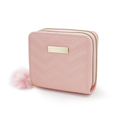 AdiStylinno Kleine Geldbörsen für Damen, großes Fassungsvermögen, PU-Leder, multifunktionaler Kreditkartenhalter, modische Reißverschlusstasche mit mehreren Kartenfächern, rose, 11 x 10 x 4 cm / 4.33 von AdiStylinno