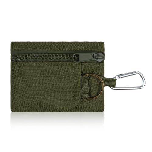 AdiStylinno Kleine Münzbörse, Unisex, tragbar, Nylon, Reißverschluss, Mini-Schlüsselanhänger, Kleingeldbörse mit Karabiner, Grün , 11 x 8 x 2.2 cm / 4.33 x 3.15 x 0.87 in von AdiStylinno