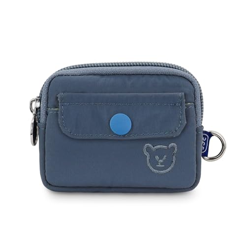 AdiStylinno Kleine Münzbörse, niedliche Mini-Geldbörse mit Reißverschluss und Druckknopf, tragbare kleine Münzgeldbörse für Frauen, blau, Niedlich von AdiStylinno
