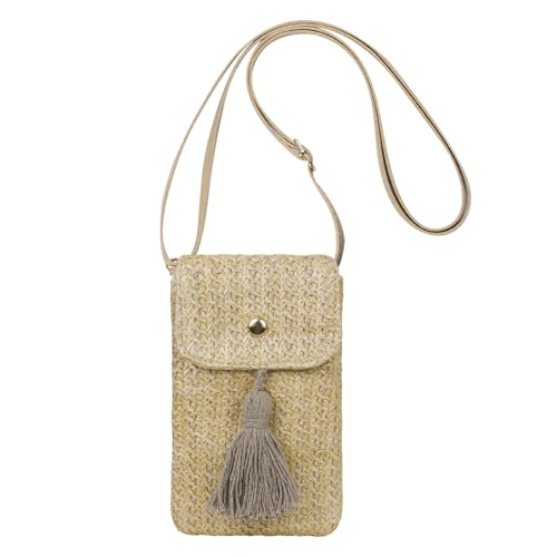 AdiStylinno Kleine Umhängetasche für Damen, Strohquasten, Handytasche, gewebte kleine Geldbörse mit verstellbarem Riemen, gelb, 11 x 18 x 1.5 cm / 4.75 x 7 x 0.5 in, Modern AdiStylinno Kleine Umhängetasche für Damen, Strohquasten, Handytasche, gewebte kleine Geldbörse mit verstellbarem Riemen, gelb, 11 x 18 x 1.5 cm / 4.75 x 7 x 0.5 in, Modern von AdiStylinno