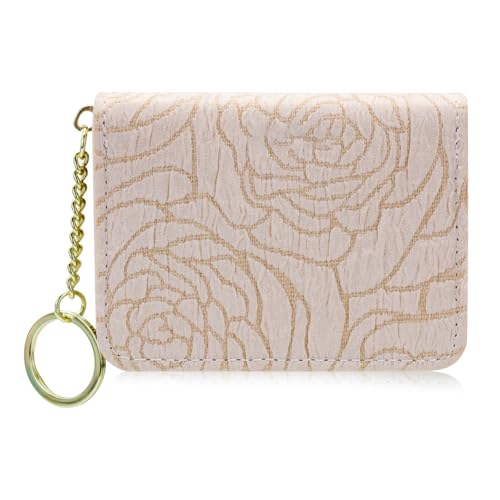 AdiStylinno Kreditkartenetui Damen, Tragbar Kartenetui 11 Fächer Kartenhalter Geldbörse Klein Portemonnaie Mit Reißverschluss und Schlüsselring (Beige) von AdiStylinno