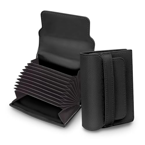 AdiStylinno Kreditkartenetui Geldbörse, Kompakte Minimalistische Damen Kartenetui PU Leder Kartenetui für Frauen Kleine Kartengeldbörse mit 9 Kartenfächern 2 Bargeldfächern, Schwarz , 11 x 2 x 8 cm von AdiStylinno