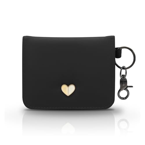 AdiStylinno Kreditkartenetui für Damen, Leder, Kartenetui, Organizer, Business Slim Bifold Card Wallet mit Ausweisfenster und Schlüsselanhänger, Schwarz , 10 x 8.2 x 1.8 cm / 3.93 x 3.23 x 0.71 in von AdiStylinno