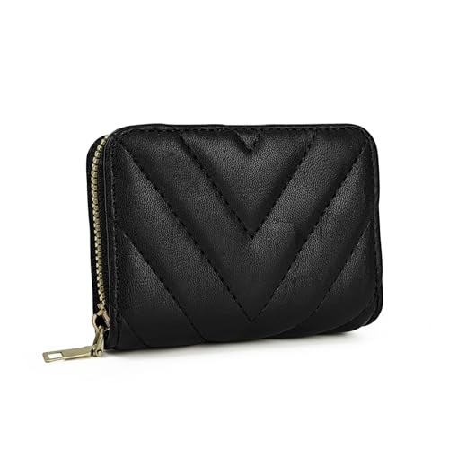 AdiStylinno Kreditkartenetui für Damen, Leder, kleines Akkordeon-Etui mit 18 Kartenfächern und 2 Geldfächern, Schwarz, 10 x 7.5 x 2.5 cm / 3.94 x 2.95 x 0.98 in, Modern von AdiStylinno