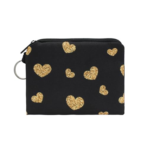 AdiStylinno Mini Münzbörse, Nette Münzbeutel für Frauen Münzgeldbörse mit Reißverschluss Mini Kleingeldbörse mit Herz Muster Schlüsseltasche für Schlüssel Karten (schwarz) von AdiStylinno