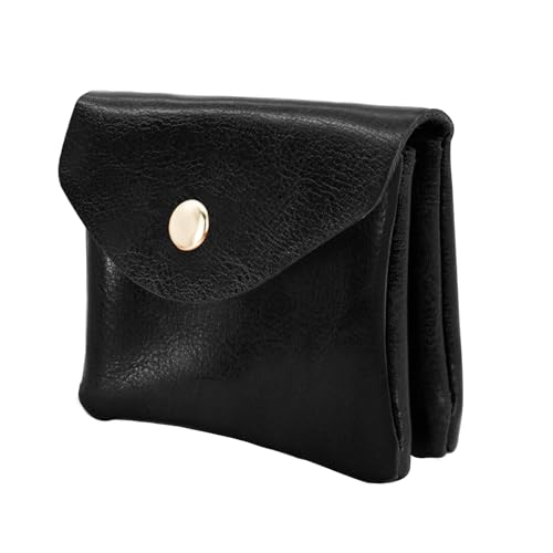 AdiStylinno Münzgeldbörse, tragbare Geldbörse aus PU-Leder, kleine Kleingeldbörse mit Reißverschluss und Druckknopf, für Damen und Herren, Schwarz, 3.94 x 3.54 x 1.38 in/10 x 9 x 3.5 cm, Modern von AdiStylinno