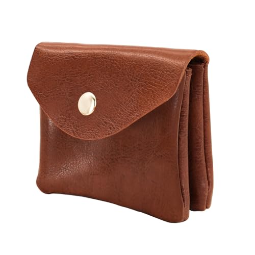 AdiStylinno Münzgeldbörse Damen, Tragbare PU Leder Geldbeutel Klein Münzbeutel mit 2 Reißverschluss Fach Portemonnaie Mini Geldbörse Tragbare Kleingeldbörse für Damen und Herren (Braun) von AdiStylinno